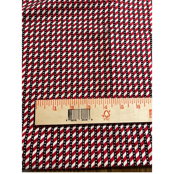 Patriotic/Nautical Fabric - 42" X 1 Yard - Black/Red/Cream Stripes & Dots - Picture 3 of 6